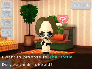 Chinny in deep thought asking me: I want to propose to The Bottle. Do you think I should?